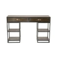 thumbnail image 2 of Tripar International 44.25" Bronze and Black Metal Desk with Shelves, 2 of 8