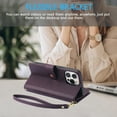 thumbnail image 4 of Phone Case for Apple iPhone 13 Pro Max, Premium iPhone 13 Pro Max Case with Wallet, Card Holder, Coin Zipper Pocket Shockproof Flip Cover Stand with Wrist Strap & Detachable Shoulder Strap,Darkpurple, 4 of 15