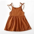 thumbnail image 2 of OSOLU Toddler Kids Girls Solid Color Cotton Linen Pockets Sleeveless Beach Straps Dress Princess Clothes Infants Breathable Dailywear, 4-5 Years, 2 of 5
