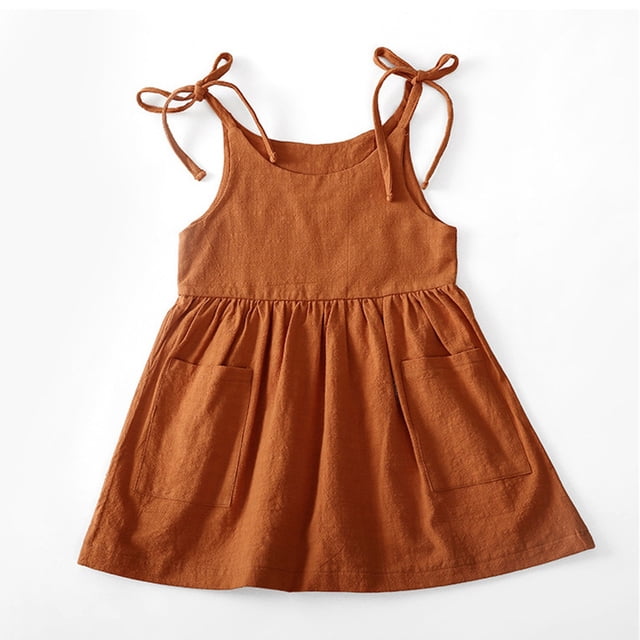 Robes pour Filles, Catégorie Produit, Enfants, Poches Solides, Sans Manches, Robe de Plage, Vêtements Légers d'Été, Vêtements de Jeu Sans Manches pour Filles