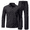 Black, variant on Men's 2‑Piece Linen Set, Long Sleeve Polo Shirt & Drawstring Casual Pants, Lightweight Breathable Outfit S‑3XL