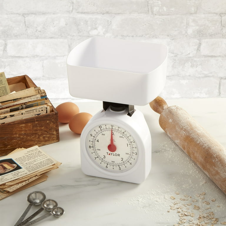 Taylor Mechanical/Analog Kitchen Scale and Food Scale in White, Max 11 Lbs.