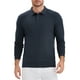 thumbnail image 5 of Camisa de polo de punto de negocios de color sólido de manga larga para hombre L azul oscuro, 5 of 6