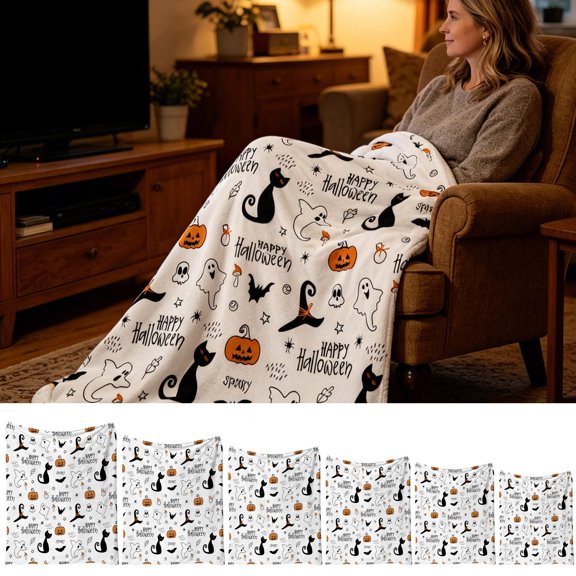 Halloween Blanket Soft Flannel Throw Blanket Halloween Decorations Cozy Warm Decorative Fleece Blanket for Couch Sofa Bedroom Office All Season Fall Decor by Dmuso