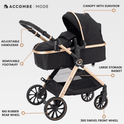 2 in 1 Baby Stroller, Convertible Bassinet Pushchair for Infants and Newborns