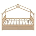 thumbnail image 2 of Wooden House Bed with Drawers Creativity House Bed Spacious Storage Solid Construction Natural, 2 of 5