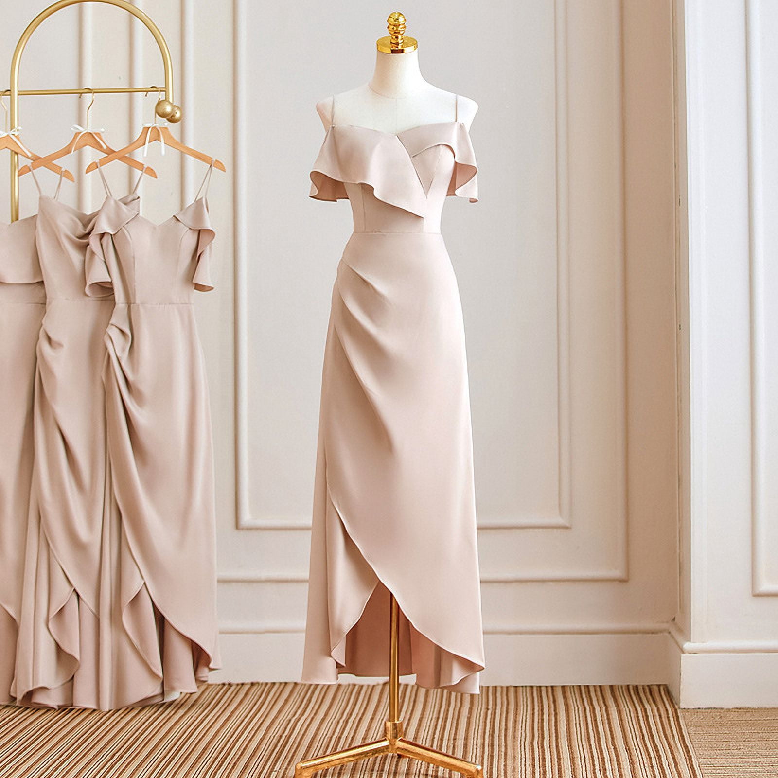 slimming bridesmaid dresses White Satin Short Prom Dress with Pockets – loveangeldress main image 0