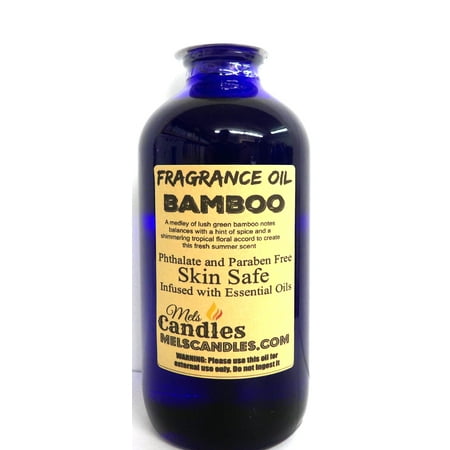 8' Premium Bamboo - Bamboo 8 Ounce / 236ml Blue Glass Bottle of Premium Grade A Fragrance Oil/Essential Oil, Skin Safe Oil, Use in Candles, Soap, Lotions, Etc