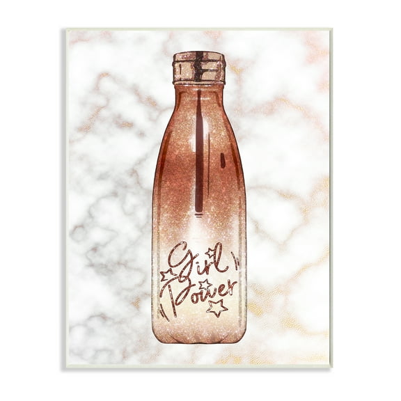 Stupell Industries Girl Power Quote Fashion Bottle over Marble Wall Plaque, 13 x 19, Design by Ziwei Li