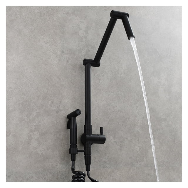 In-wall Single Cold Folding Faucet Spray Gun Set Kitchen Wash Basin Lengthened Telescopic Rotating Faucet ,Effortless Installation