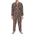thumbnail image 3 of Fotbe Bowling Colorful Pijama de Hombre con Estampado de Manga Larga, Conjunto de 2 Piezas, Ropa de Dormir Suave y Cómoda con Bolsillos-XX-Large, 3 of 7