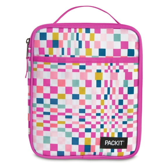 PackIt Freezable, Reusable Upright Lunch Box, Cute Check