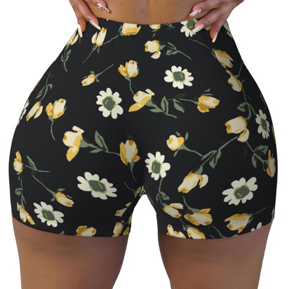 Naloa Daisy Biker Shorts for Women Seamless Scrunch Short Women’s Yoga Shorts for Gym Running Sport Shorts - Small