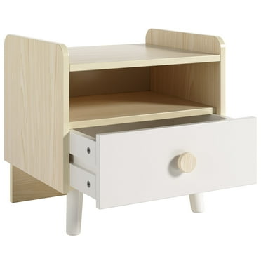 Arlopu 2 Tier Night Stand Kids Bedside Furniture End Table with 1 Drawer and Open Shelf for Bedroom Living Room