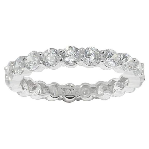 Precious Stars 14K White Gold Prong-set Round-cut Cubic Zirconia Eternity Band