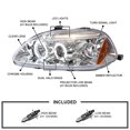 thumbnail image 3 of Spec-D Tuning Dual Halo Chrome Housing Clear Lens Projector Headlights LED Compatible with 1996-1998 Honda Civic, Left + Right Pair Headlamps Assembly, 3 of 5