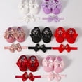 thumbnail image 6 of Newbron Baby Girls Mary Jane Shoes with Headband Soft Sole Anti-skidding Crown Bowknot Lace Princess Flats Infant Shower Wedding Dress Crib Shoes, 6 of 7