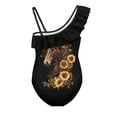 thumbnail image 5 of Uorisanigo Swimsuits for Girls One Piece Horse Sunflower with Ruffled Sleeve Straps Beach Bathing Suit for Kids One Shoulder Swimwear, Size 11-12, 5 of 7