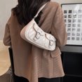 thumbnail image 6 of Yucurem Women Retro Commuting Bag Double Pockets Pu Leather Chic Hobo Bag (Beige) Fashion shoulder bag (Beige), 6 of 10