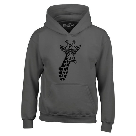 Shop4Ever Men's Cool Giraffe Cute Animal Hooded Sweatshirt Hoodie Medium Charcoal