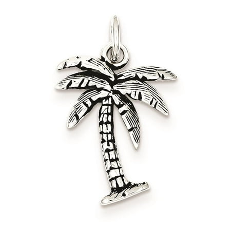 - 925 Sterling Silver Antiqued 3-D Palm Tree 21mm x 15mm Charm Pendant