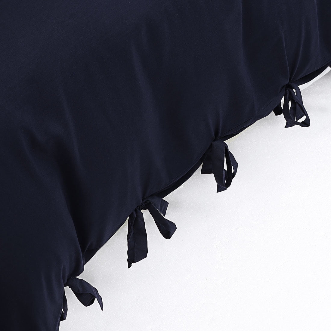 PiccoCasa 3 Piece Bow Tie Duvet Cover Bedding Set with 2 Pillowcases Queen Navy Blue