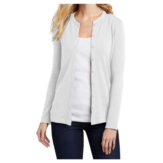 Womens Concept Stretch Button Front Cotton/Modal/Spandex Cardigan White XL