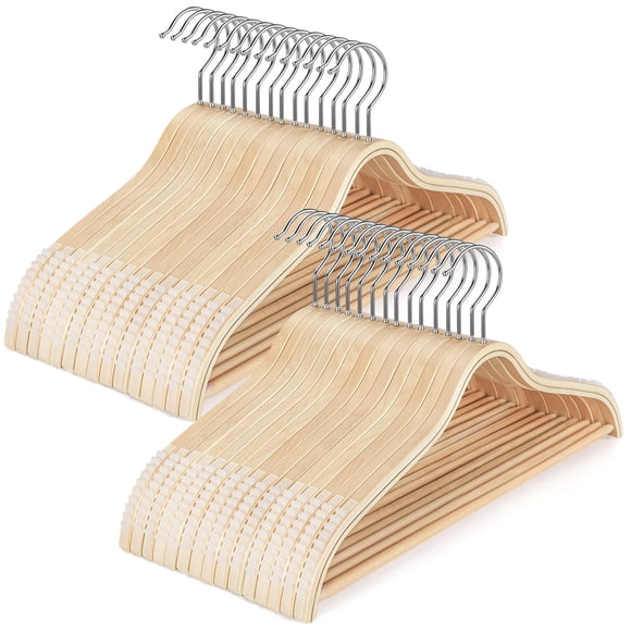 Perchas de madera TOPIA HANGER, elegantes y antideslizantes, paquete de 30 unidades, CT63N30