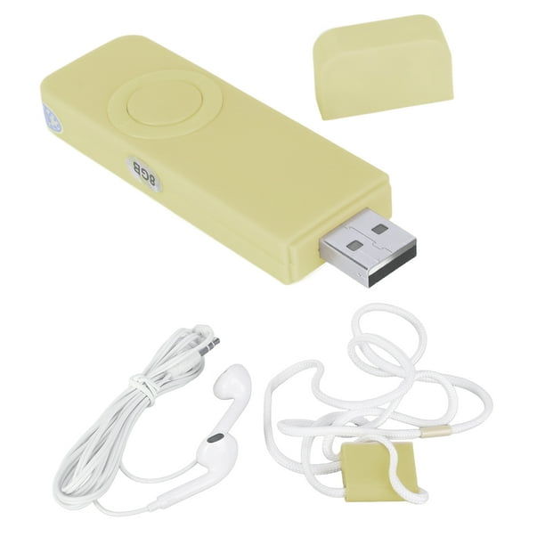 Reproductor de MP3 con 8 GB de memoria y 64 GB de memoria USB expandible, compatible con OTG, sonido HiFi sin pérdida, reproductor de música portátil delgado, color amarillo.