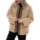 thumbnail image 2 of Abrigos de Invierno para Mujer, de Larga, con Botones, Chaquetas de Forro Suave, Ropa de Abrigo, Moda de Otoño Caqui L, 2 of 9