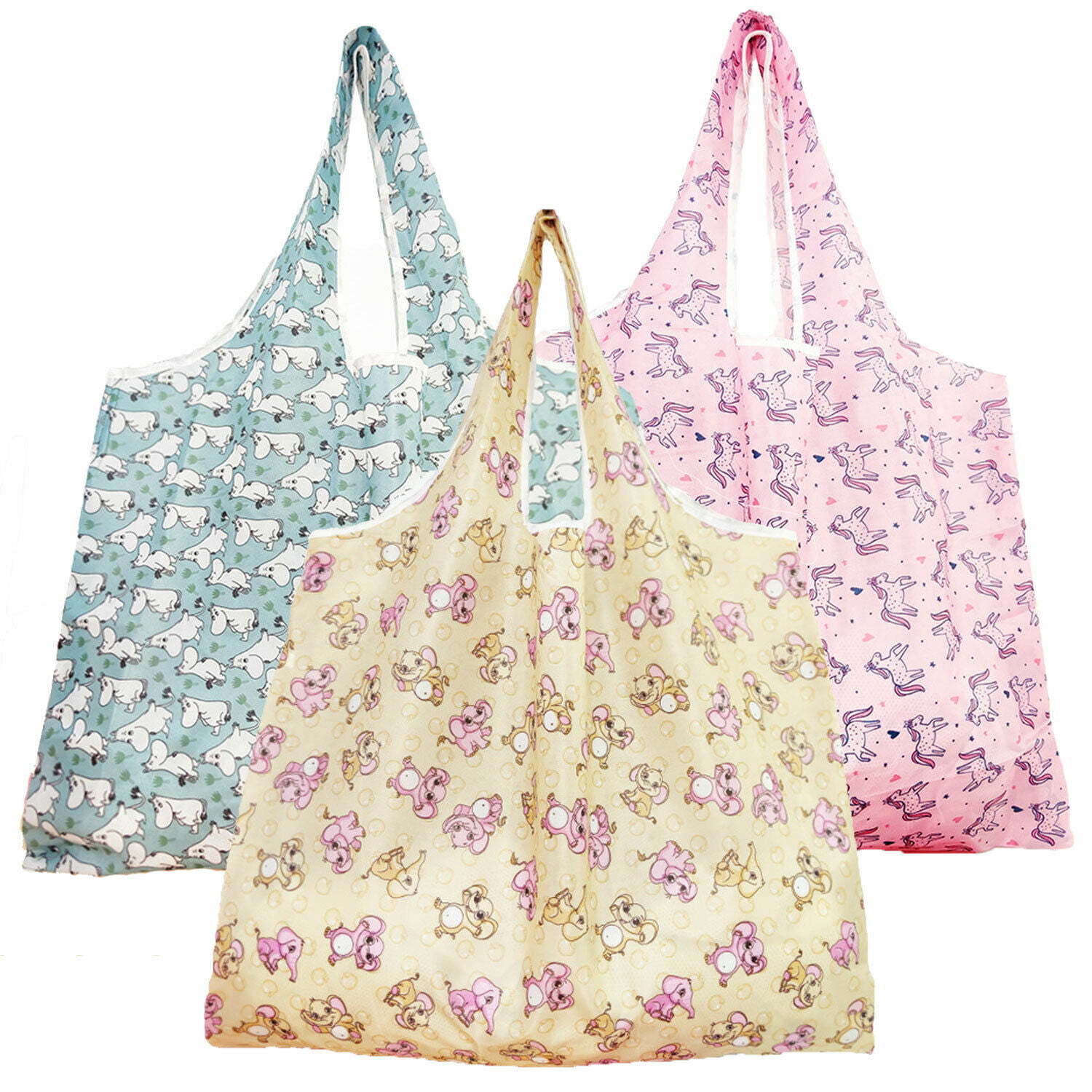 Details about   XLarge Reusable Grocery Shopping Bag Foldable Waterproof Floral & Cartoon Print 