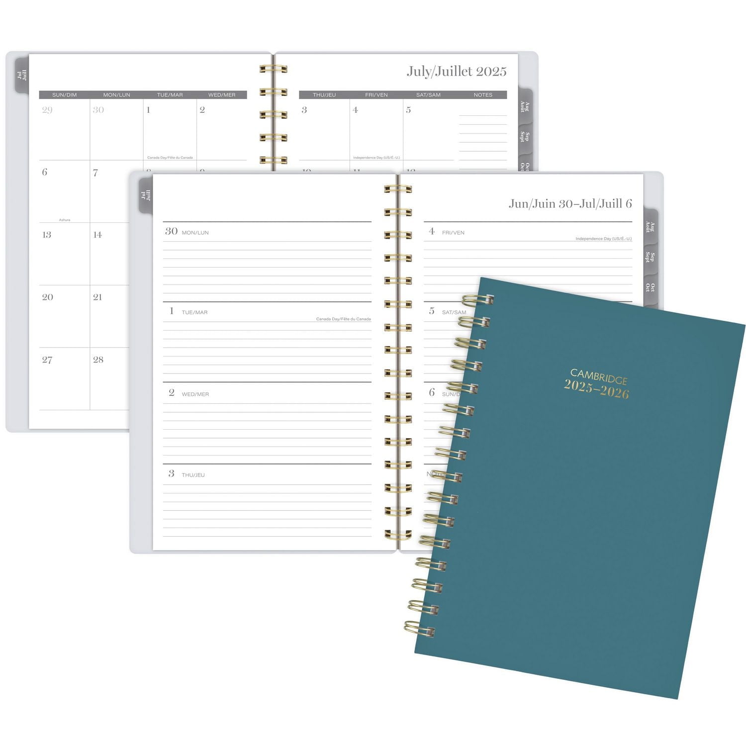 2025-2026 Cambridge® ColourBar Teal Small Weekly Academic Year Planner