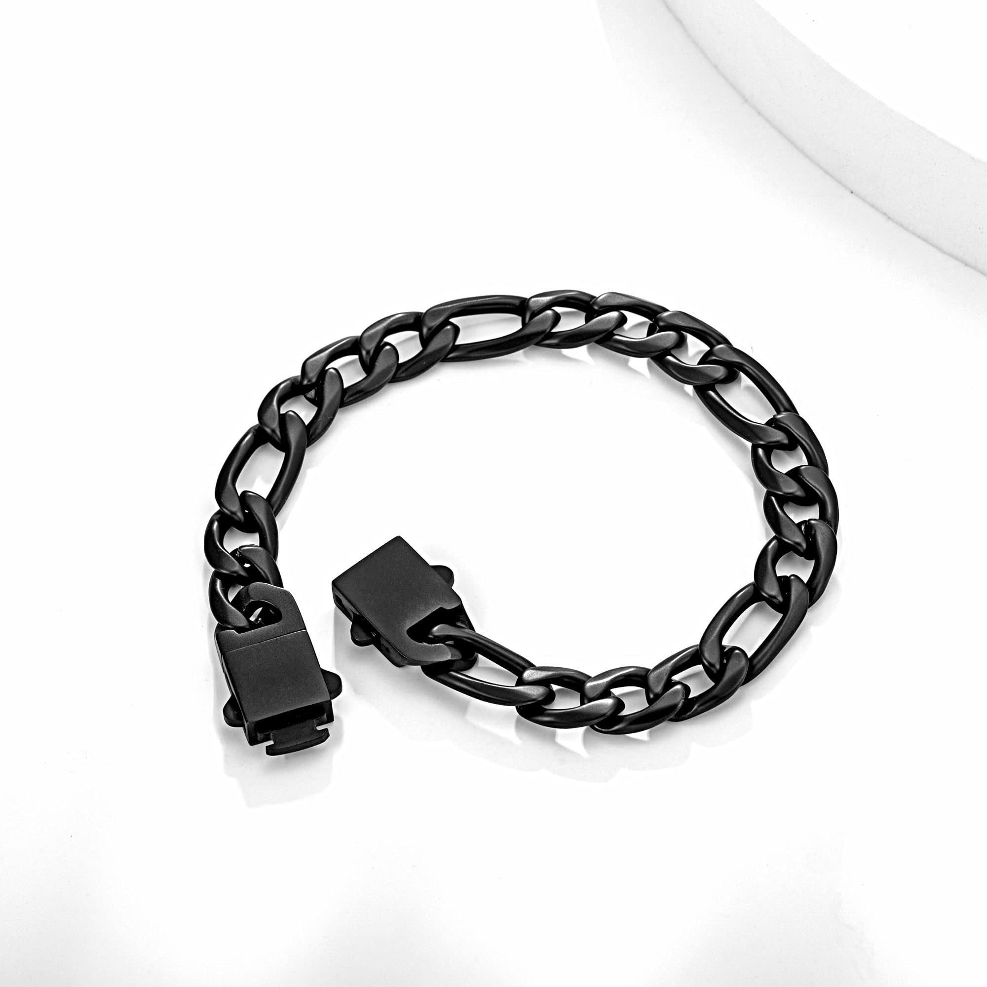 Speroto Chain Bracelet for Men 6mm/9mm, Sturdy Stainless Steel Mens Figaro Link Bracelet with Attachable Clasp, Simple Jewelry Gift for Men Women