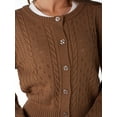 thumbnail image 4 of Celebrity Pink Women's Pointelle Crew Neck Cardigan Sweater, Sizes XS-XXXL, 4 of 11