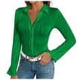 thumbnail image 2 of Ftwytp Women's Casual T Shirts Tops Blouse 2024 New Women's Solid Color V-Neck Button Causal Long Sleeve Tops Blouse Loose T Shirt Womens Polyester T Shirts, 2 of 6