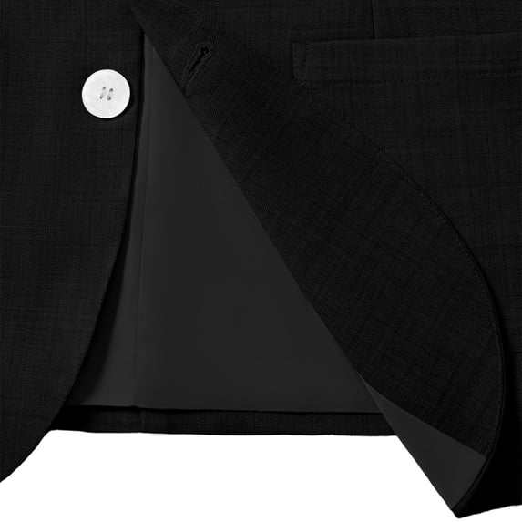 Sevevn Men's 2 Piece Linen Blend Suit Set Notch Lapel Single Button Blazer and Slim Dress Pants Casual Summer Business Outfit Black L