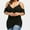 Black, variant on USSUMA Fashion Womens Plus Size Cutout Asymmetric Cold Shoulder T-shirt V-Neck Tops Black XXXL