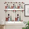 thumbnail image 2 of Christmas Tree Snowman Kitchen Curtains and Valances Set, Winter Snowflakes Red Flowers Linen Rod Pocket Window Valance Window Curtain Panels for Living Room Bedroom Laundry, 27.5x24in, 3 Pieces, 2 of 7