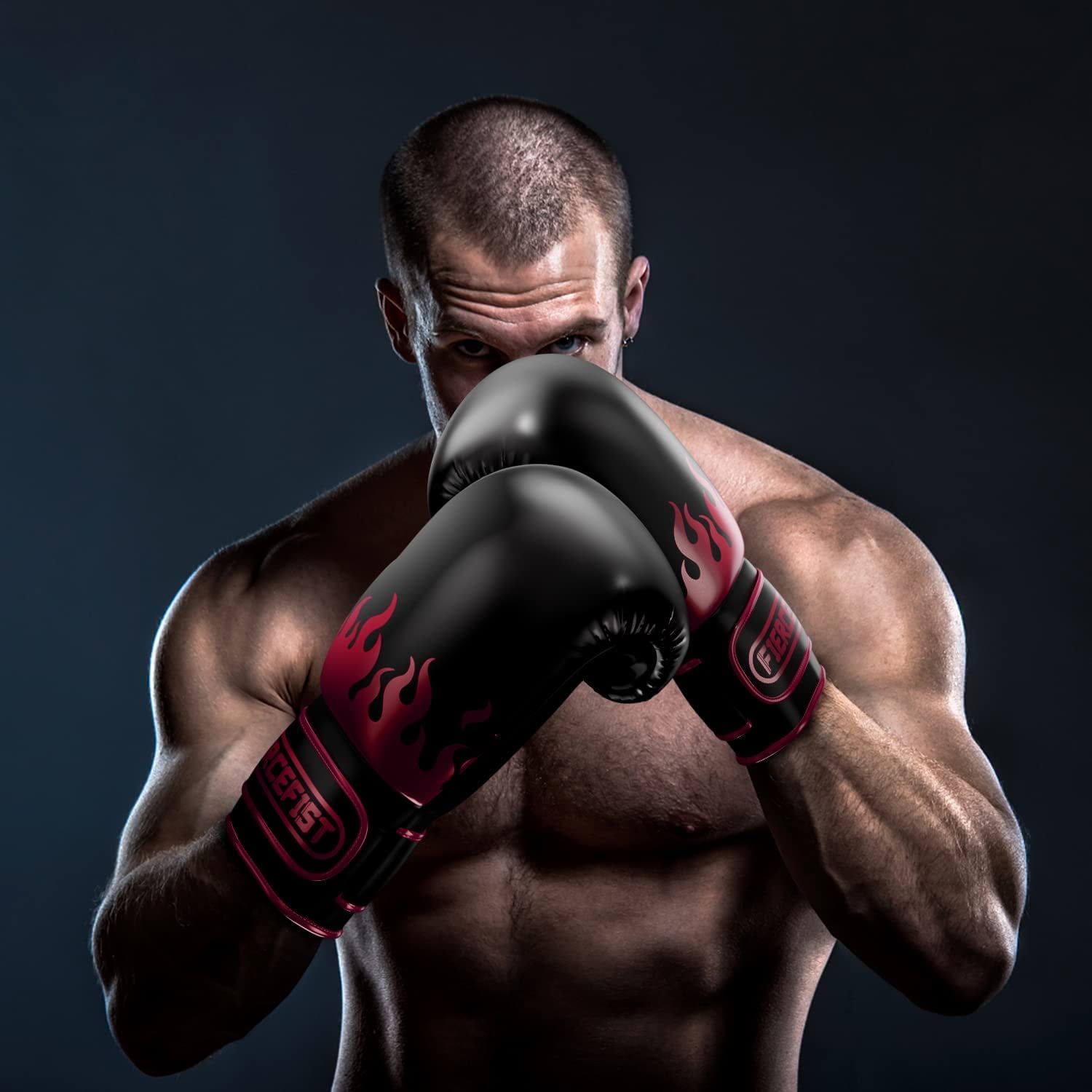 FIERCEFIST Boxing Gloves Men Women - Professional Training Sparring, Kickboxing, Muay Thai, MMA, Taekwondo, fitness for Punching Focus Mitts Pad Workout, Kids, Ventilated Palm, 12oz Red