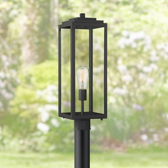 John Timberland Titan Modern Outdoor Post Light Mystic Black 21 3/4" Clear Glass Panels for Exterior Barn Deck House Porch Yard Patio Home Outside