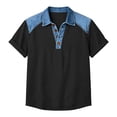 thumbnail image 5 of Mens Casual Golf Shirt Summer Short Sleeve Collared Button Down T-Shirts, Two-Tone Patchwork Untucked Regular Fit Lightweight Breathable Tops for Everyday Wear & Beach Vacation, 5 of 5