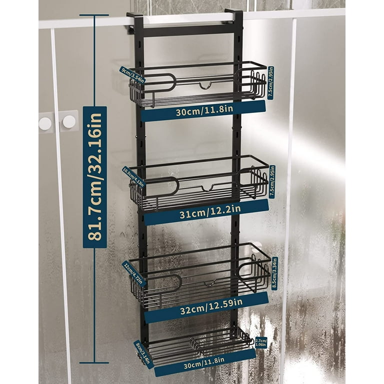 Shower Caddy Hanging Shelf with Hooks Suction Cups Stainless Steel Hanging  Door Shower Rack Rustproof Hanging