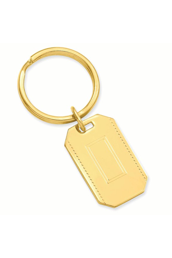 Gold-plated with Engravable Area Key Ring Size
