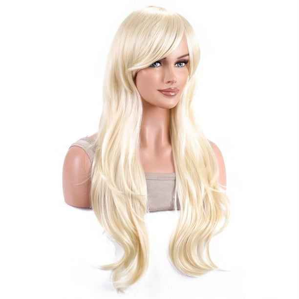 Pelucas con flequillo para mujer, peluca ondulada suelta, flequillo fino para niñas, orejas de maíz, pelucas rizadas, cabello rizado, pelucas de cabello largo the hairwig