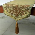 thumbnail image 3 of The HomeCentric Zardozi & Tassels 14 x 108 in. Decorative Table Runner - Gold - Victorian Style - Silk - Damsak Pattern - Table Runner, 3 of 3