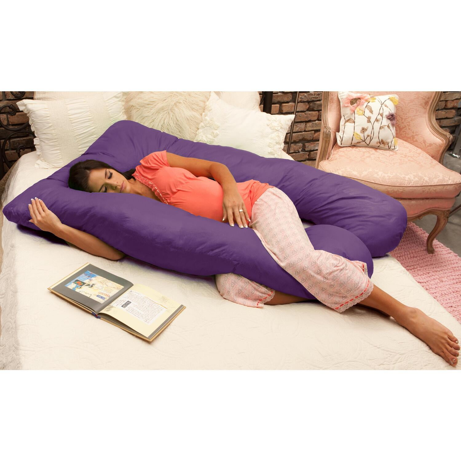 Naomi Home U-Shaped Cozy Body Pillow-Color: Royal Purple