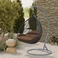 thumbnail image 6 of LeisureMod Hanging Swing Chair Two-Person Seater Egg Chair Grey Frame in Teardrop Design with Armrest Removable Zippered Washable Polyester Cushion Cover for Indoor and Patio Recluse Collection, 6 of 11