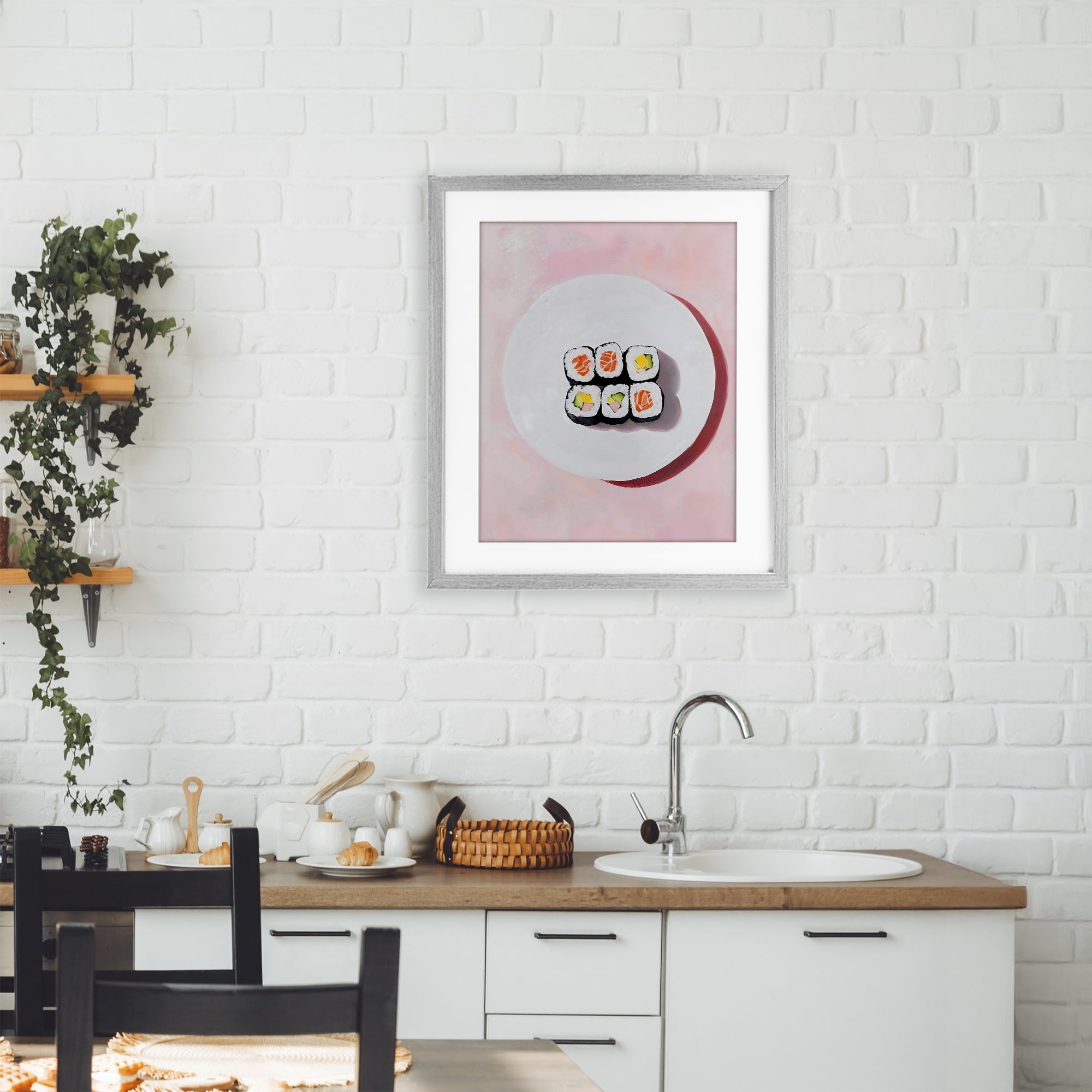 Stupell Industries Sushi Rolls on Plate Gray Framed Print Under Glass, design by The Prints Vibe