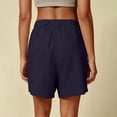 thumbnail image 4 of Cotton Linen Shorts for Women Plus Size Drawstring Elastic Waist Summer Beach Vacation Bermuda Shorts with Pockets, M, 4 of 7