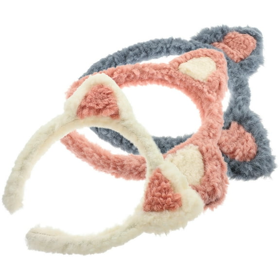 KONTONTY Cute Cat Face Wash Headbands for Girls Cosplay Party 3Pcs 7.07X6.48X0.79in